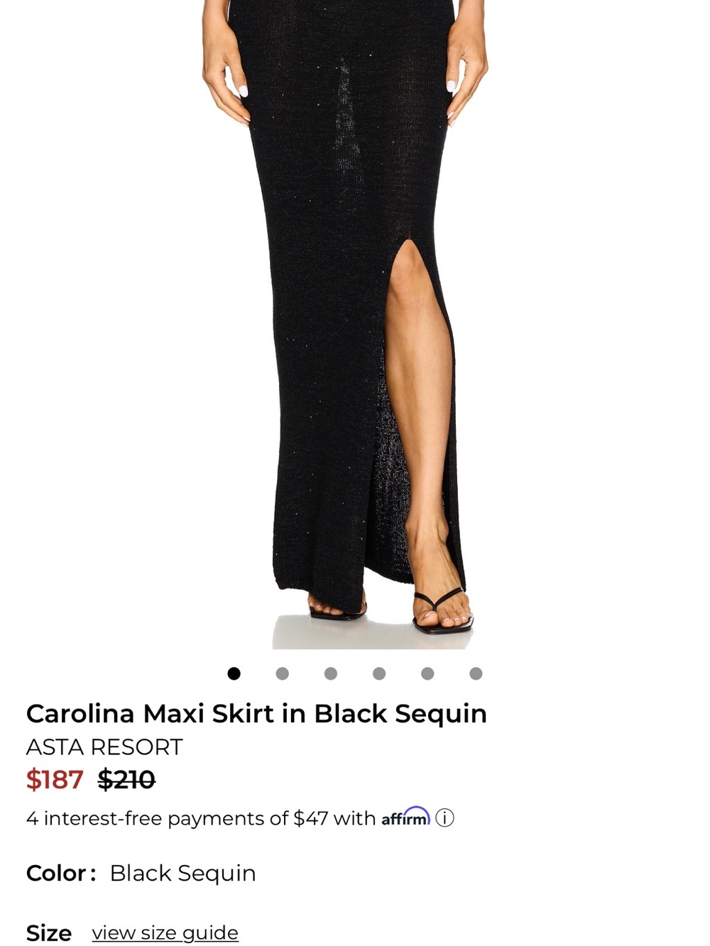 Asta Resort Carolina Black Sequin Maxi Skirt